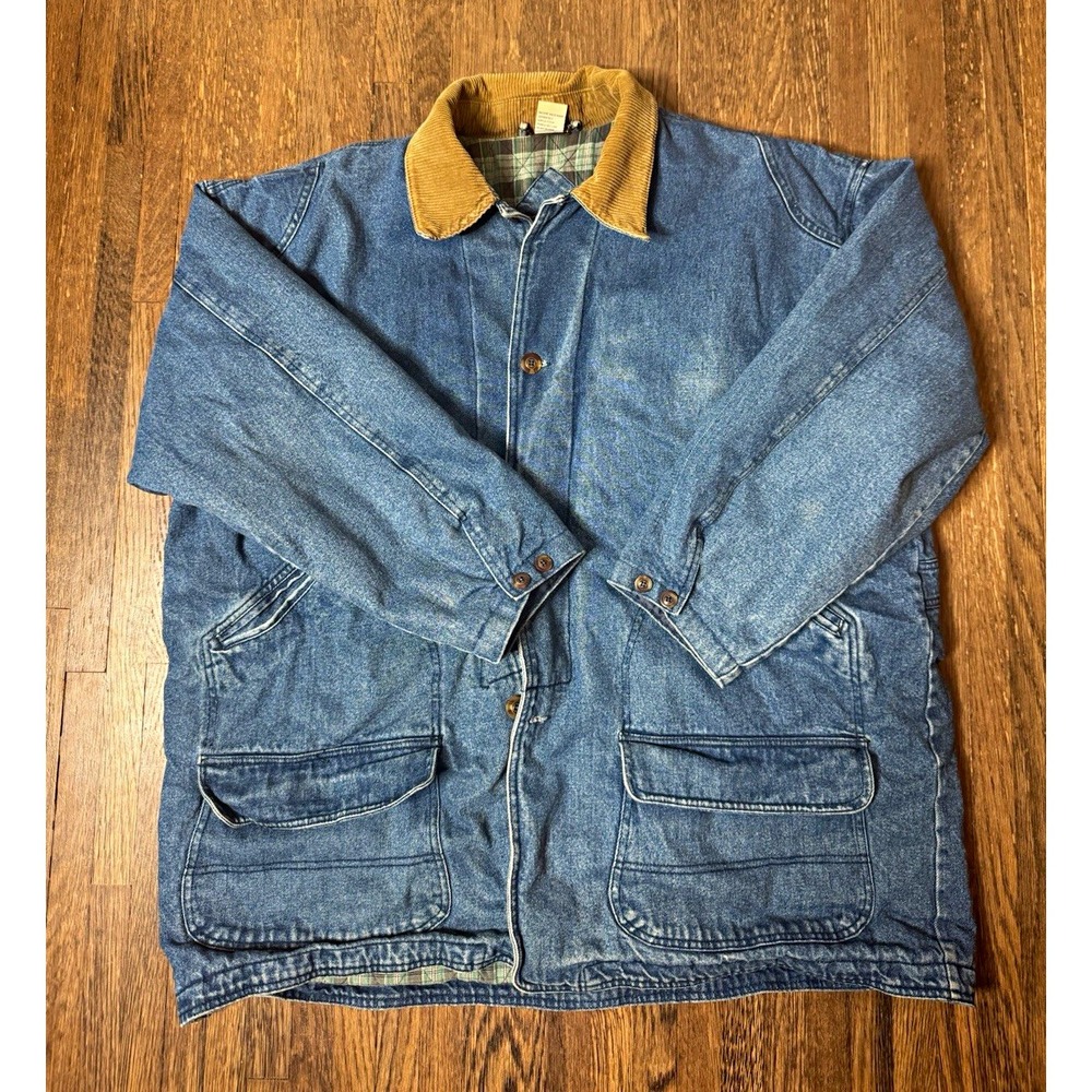 Vintage Urban Equipment Men's XL Blue Work Jacket Corduroy Collar Quilted Lined